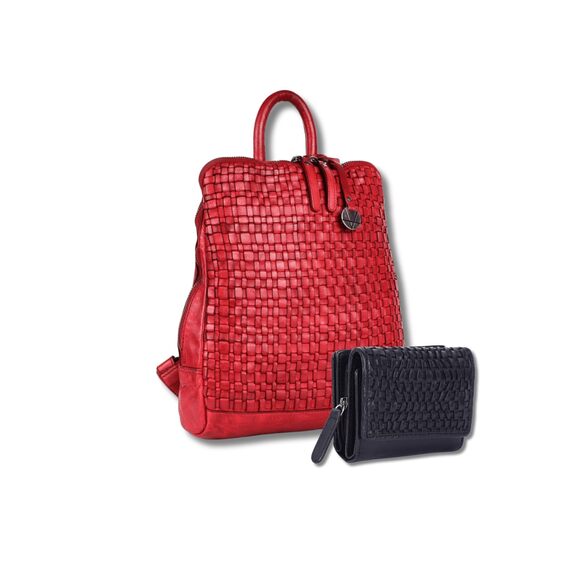 Handbags - 5107 Leather Backpack & Wallets , Small Wallet Zipper Coin Purse